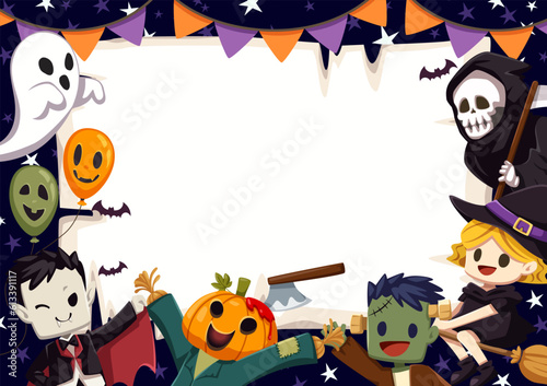Vector illustration Happy Halloween (trick or treat) celebration with the characters for party invitation such as Banners, webpage, flyer, brochure, card