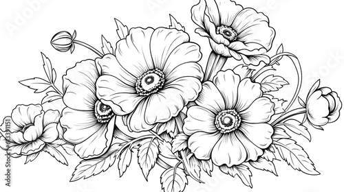 Flowers coloring pages best of coloring pages for kids  in the style of black and white  sketch - like  2d game art  shang Generative AI