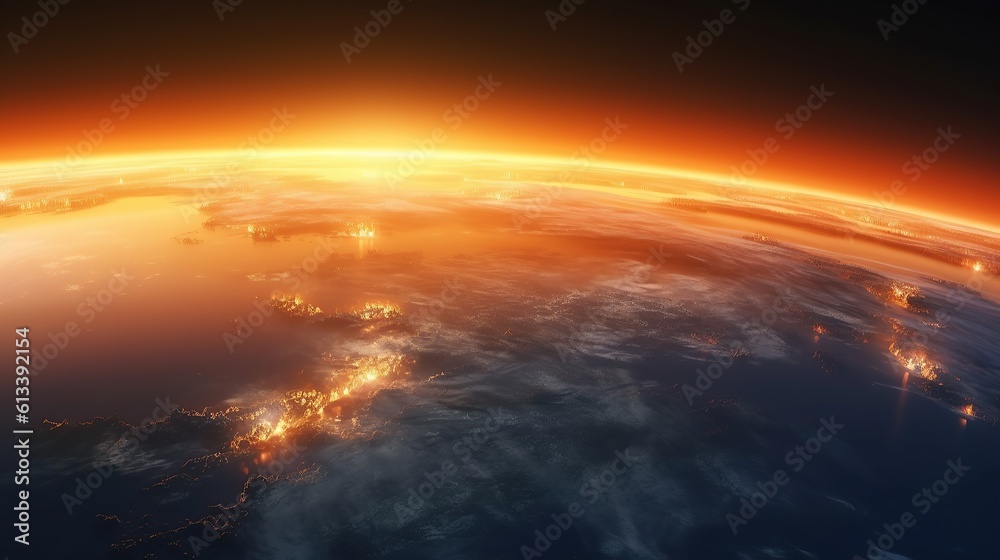 Free photo planet earth with a spectacular sunset ai generated image,Generative AI