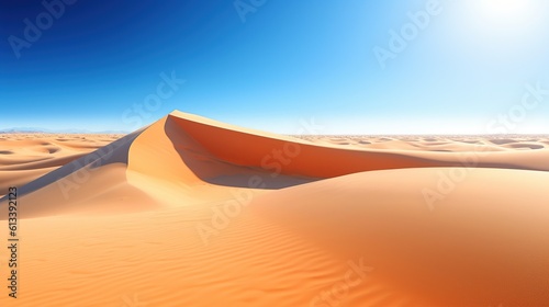Free photo orange sand dune desert with clear blue sky ai generated image,Generative AI