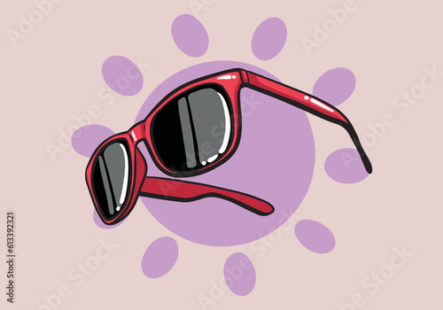 Hand drawn summer concept sun glasses. Summer design colorful cartoon sun glasses.