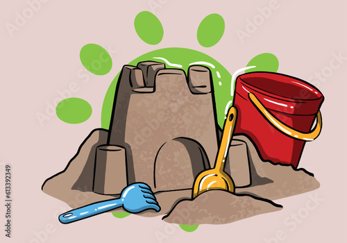 Sand castle icon. Cartoon illustration of sand castle vector icon. sand castle, beach toys isolated.