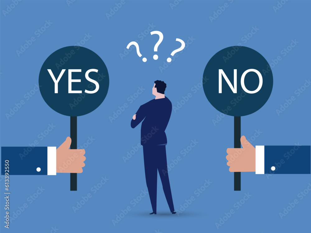 Businessman is not sure what to choose. vector illustration. Businessman is not sure what to choose. vector illustration.