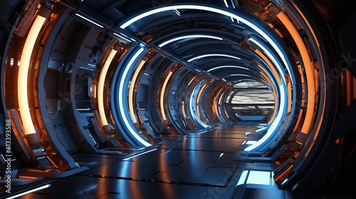 Futuristic sci - fi techno lights - perfect for futuristic backgrounds and wallpapers, Generative AI © MUCHIB