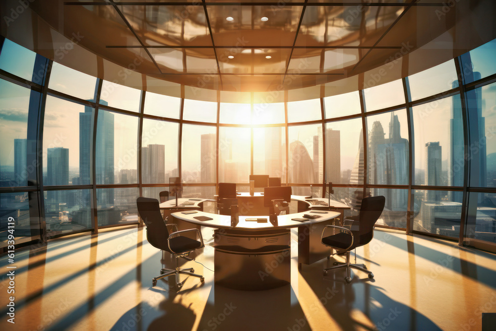 Corporate office with futuristic design, Generative AI Corporate office with futuristic design, Generative AI