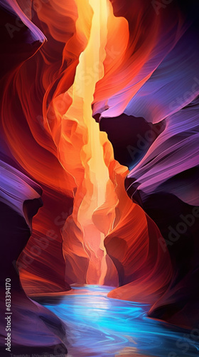 Canyon cave colorful abstract wallpaper. AI generation 
