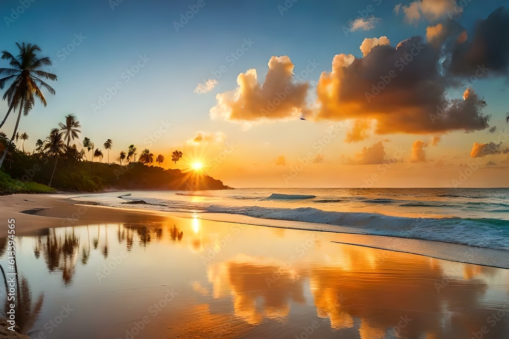 sunset over the river