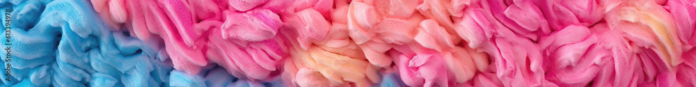 Close Up Texture Of Bubblegum Ice Cream. Banner. Panorama. Generative AI
