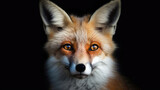 Portrait Of Fox Animal On Black Background. Generative AI