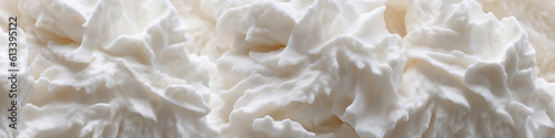 Close Up Texture Of Coconut Ice Cream. Banner. Panorama. Generative AI