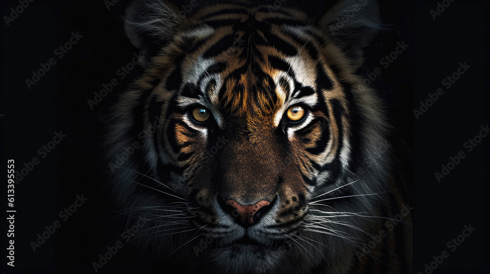 Portrait Of Tiger Animal Minimalist Eternal Melancholy. Generative AI