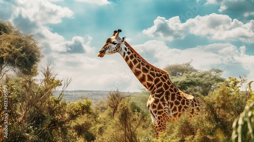 Giraffe in natural environment,Generative AI © MUCHIB