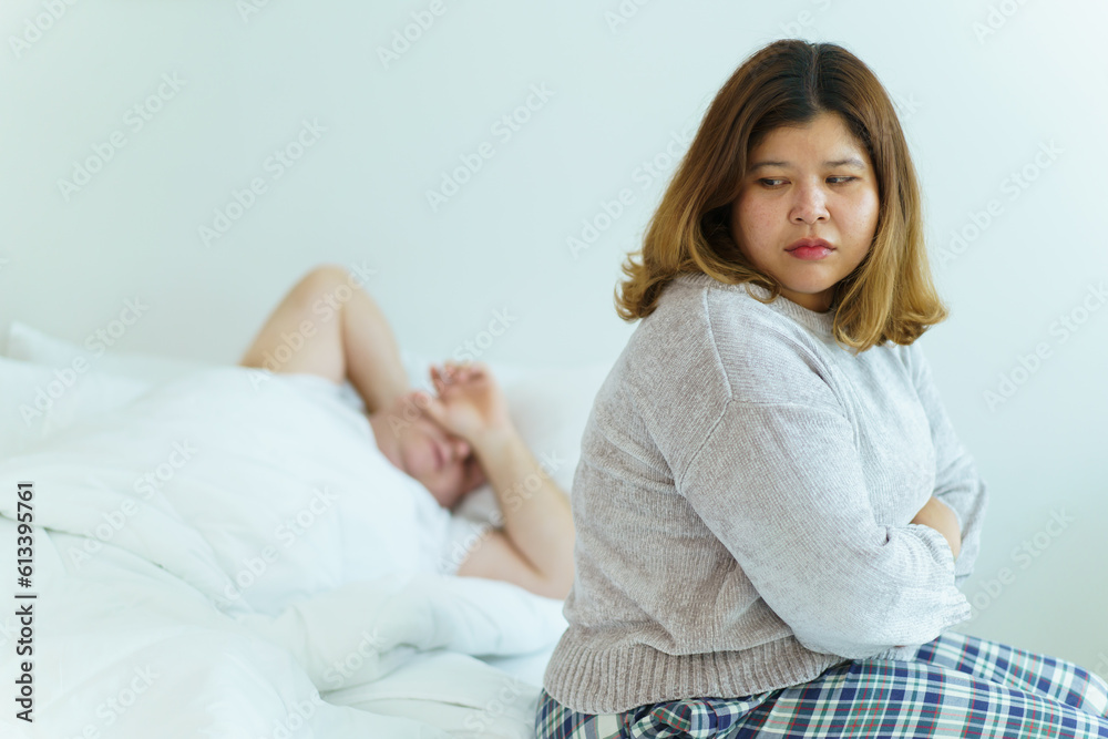 Wife angry her husband about snoring loudly when sleeping. Wife angry her husband about snoring loudly when sleeping.