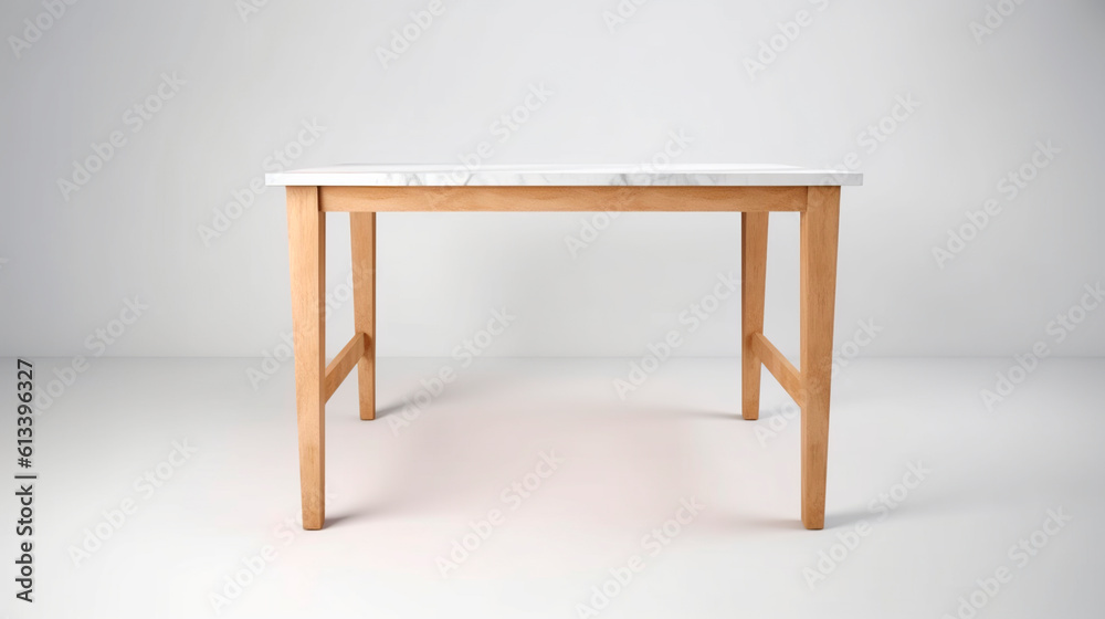 Minimalist wooden table created with Generative Ai technology