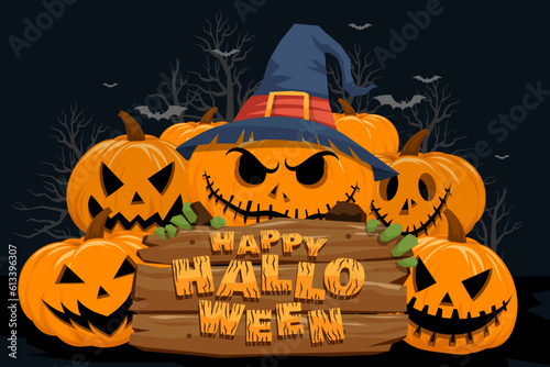 Happy Halloween (trick or treat) Poster for invitation for designer create banner or web page photo