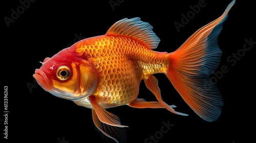 Goldfish isolated on a dark black background, Generative AI © MUCHIB