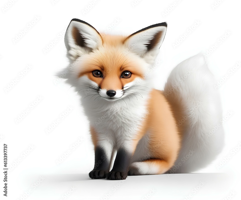 red fox isolated on white, Generate AI,