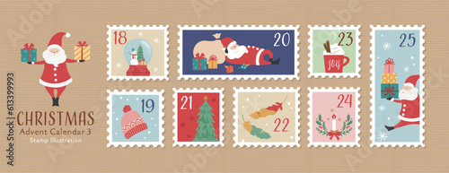 切手風アドベントカレンダーのイラスト-3