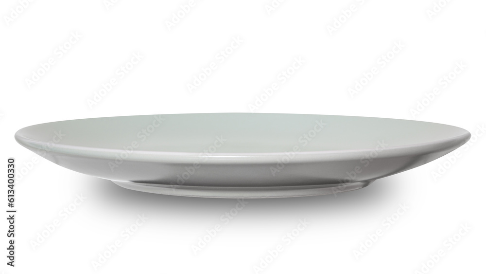 Grey circle ceramics plate isolated on white background. Grey circle ceramics plate isolated on white background.