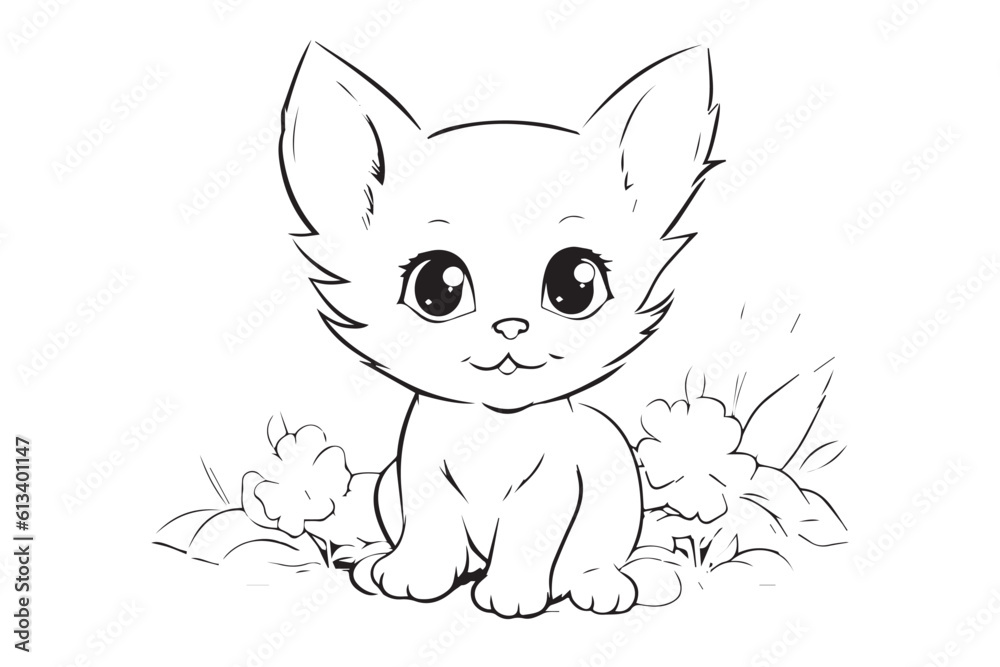 Obraz premium Kids Coloring Pages, Cute Cat Coloring Pages, Cat Character Vector Illustration 