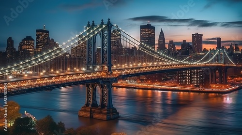 HD wallpaper  lighting  usa  united states  new york  manhattan bridge  dusk  