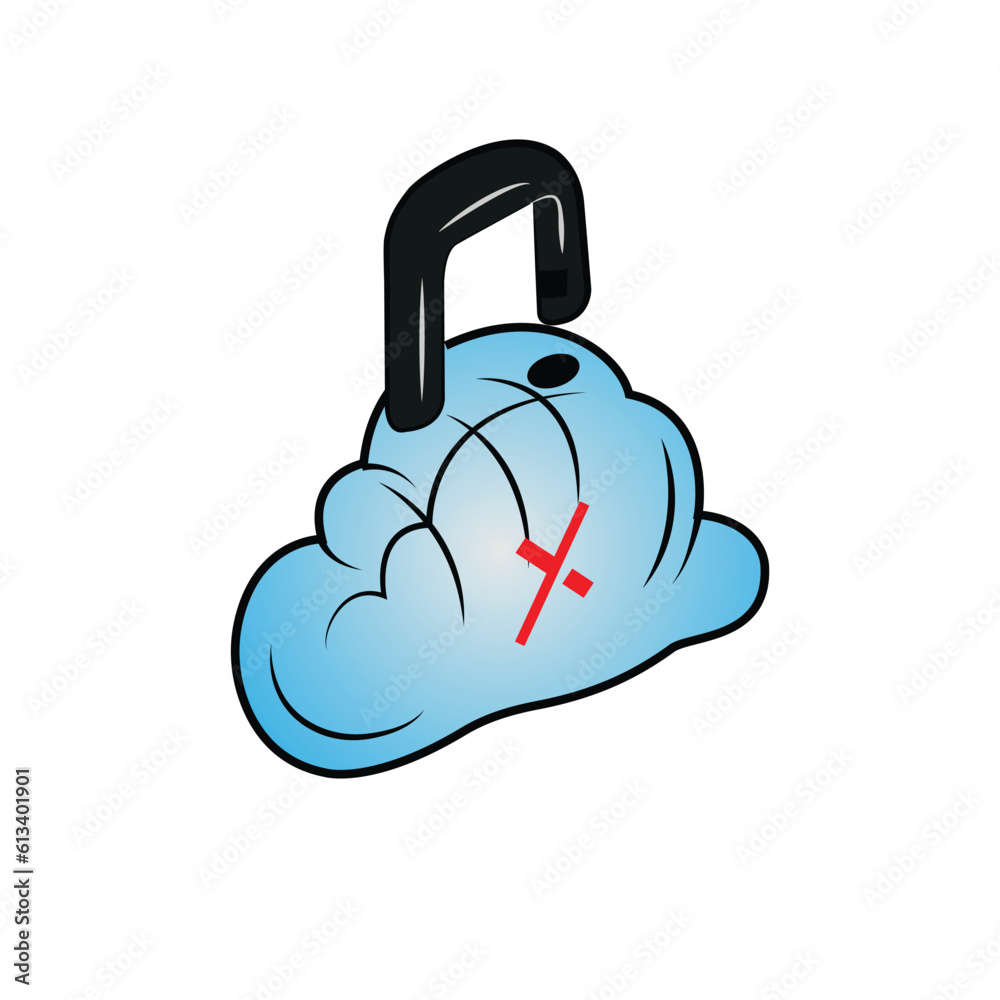 Fototapeta premium Unsecured cloud with open lock and a cloud security illustration