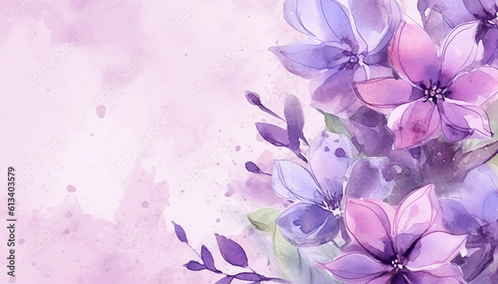Obraz premium watercolor purple botanical background