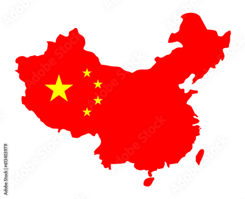 Peoples Republic of China Flag in Map Vector Illustration. Made in China icon png. Isolated on transparent background