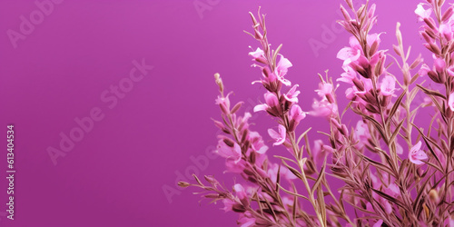 Beauty willowherb flower, garden decoration, copy space blurred background, Generative AI