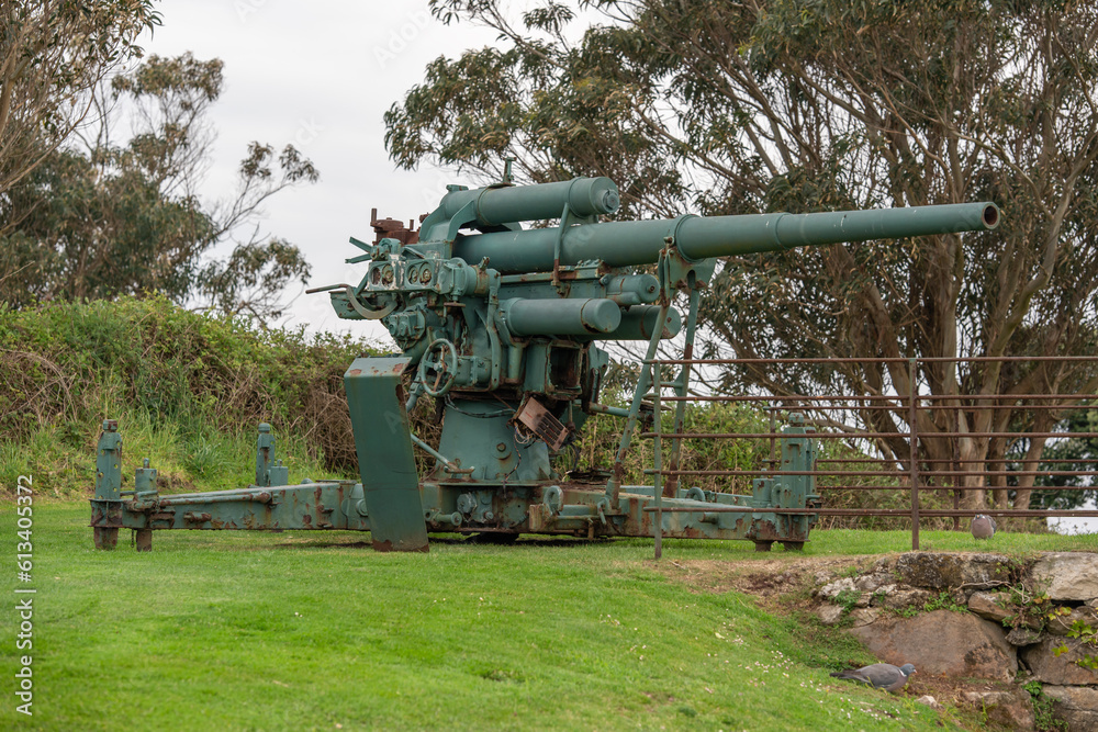 Large rusty cannon created in the Spanish civil war in La Coruña, Galicia, Spain.