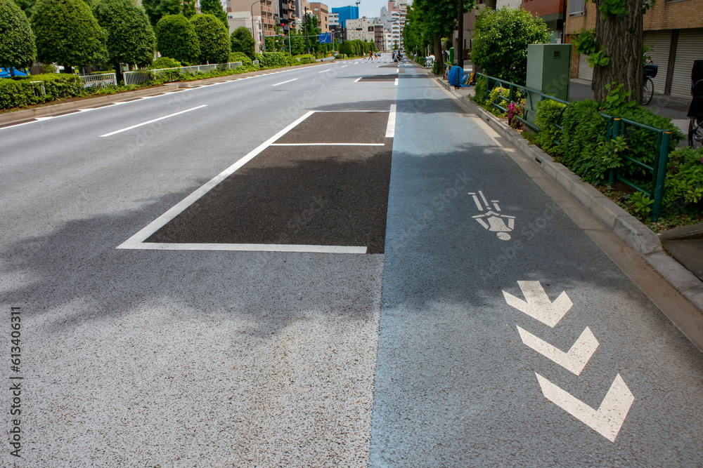 自転車専用道路と路上コインパーキング 自転車専用道路と路上コインパーキング