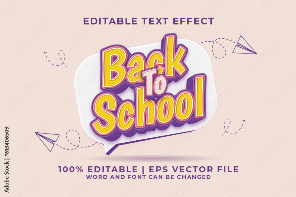 Back To School 3d Editable Text Effect Cartoon Comic Style Premium Vector Back To School 3d Editable Text Effect Cartoon Comic Style Premium Vector