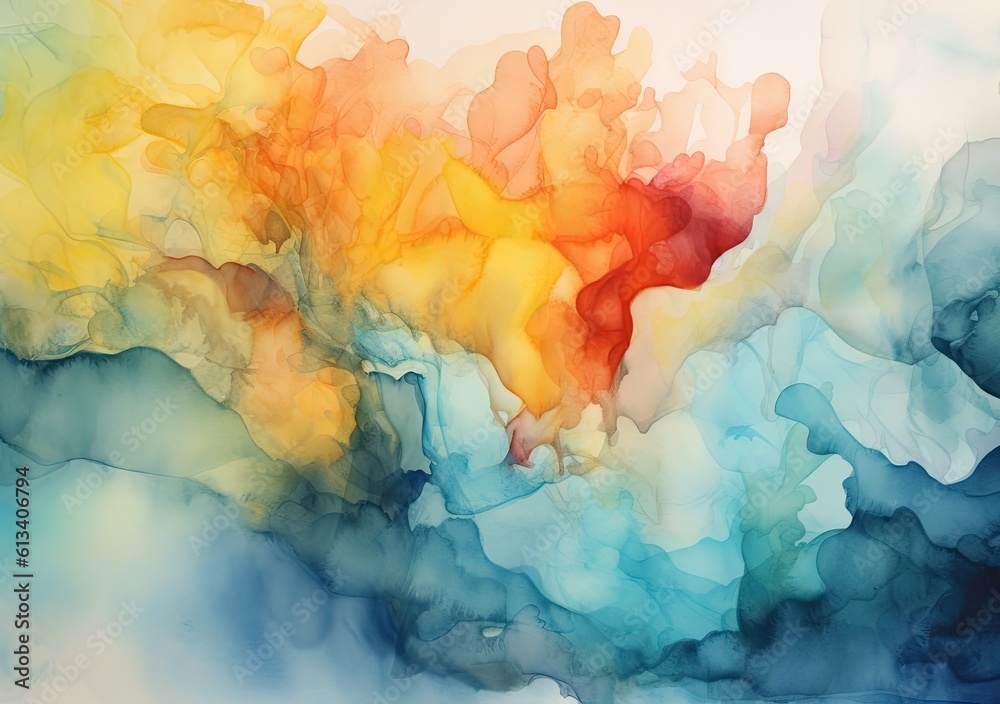 Abstract watercolor colorful painting. Generative AI.