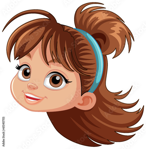 Girl with brown hair cartoon face