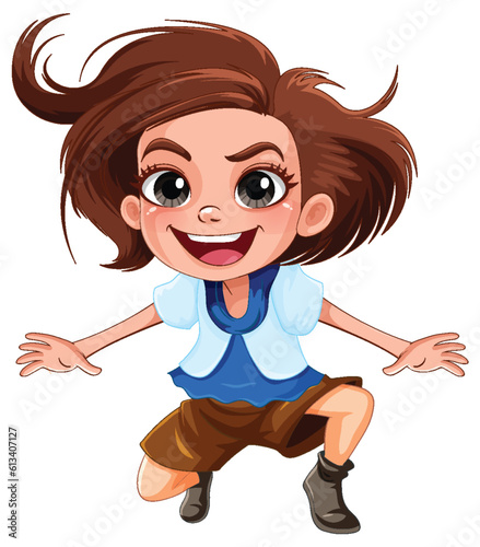 Jumping girl cartoon character