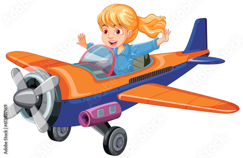 Female pilot flying jet plane