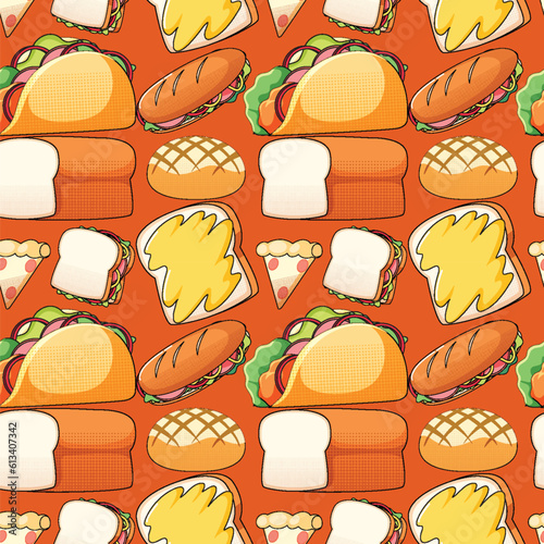 Breakfast Food Vector Seamless Pattern