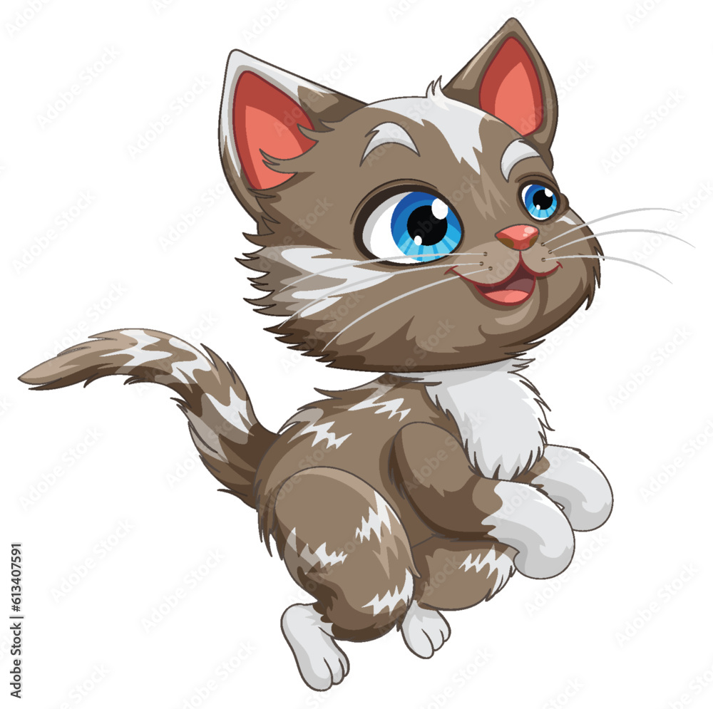 Obraz premium Cute Cat in Jumping Pose Vector