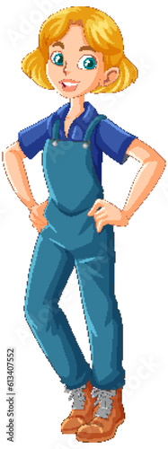 Young female farmer cartoon character