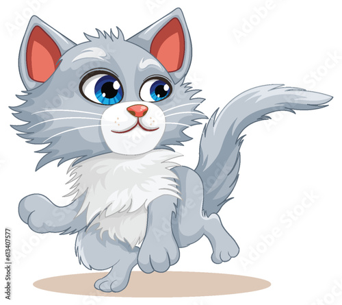 Cute white cat cartoon isolated