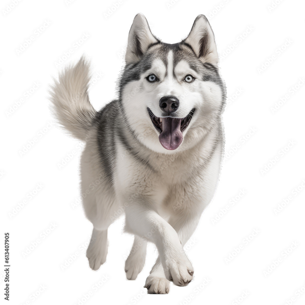 Siberian husky isolated on transparent background.