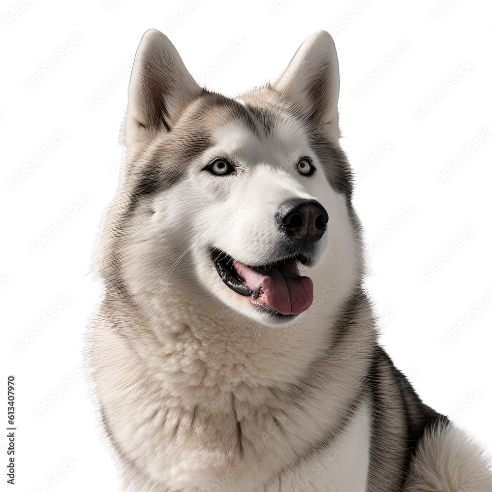 Fototapeta premium Siberian husky isolated on transparent background.
