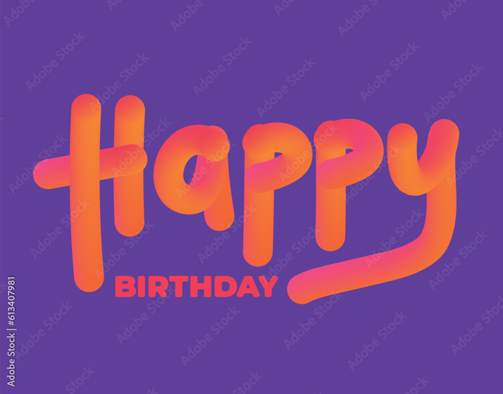 Tarjeta colorida de cumpleaños, letra con sensacion 3d