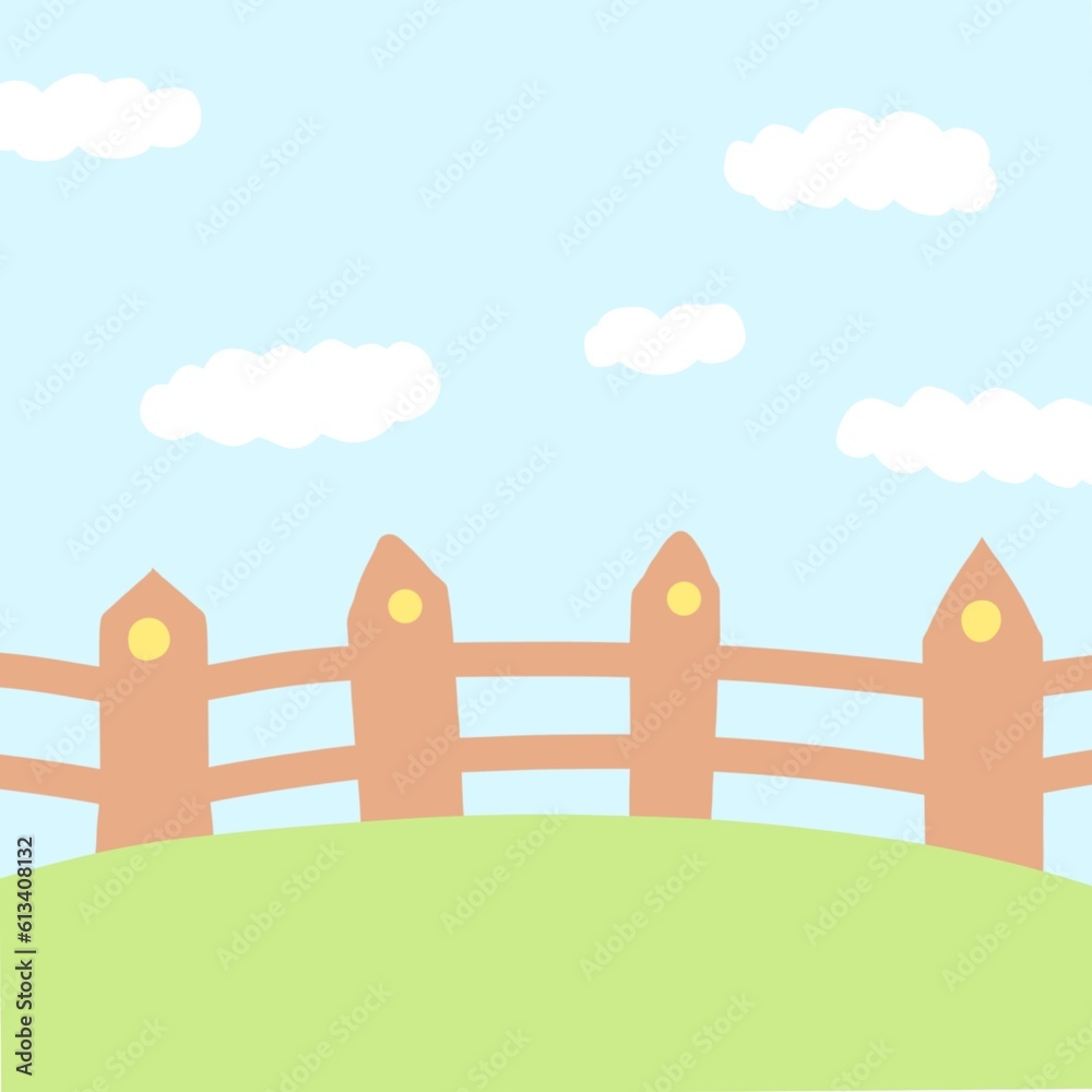 Obraz premium wooden fence and blue sky