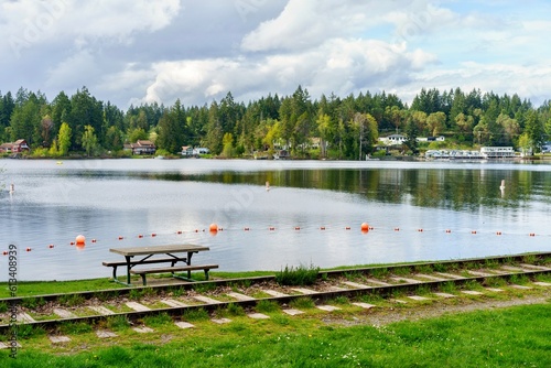 Lakeside park at Shawnigan Lake, Vancouver Island, British Columbia, Canada photo