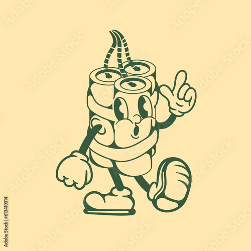 Vintage character design of dynamite