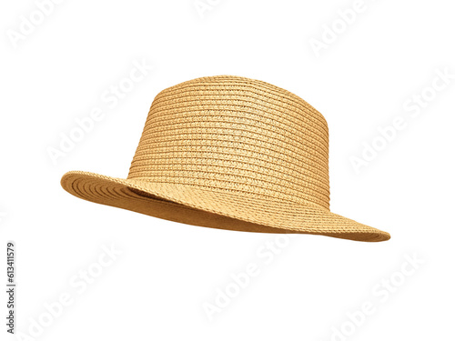 vintage straw hat isolated on white background