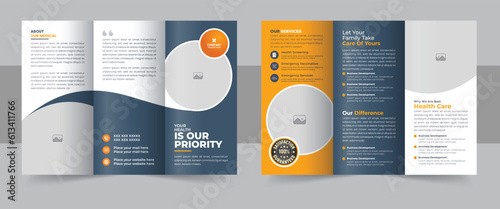 Medical Clinic Trifold Brochure Layout, Medical & healthcare trifold brochure template layout