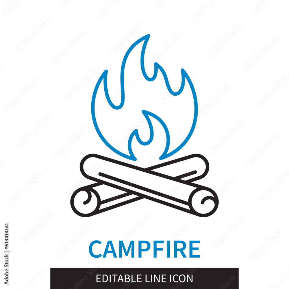 Campfire editable line icon Campfire editable line icon