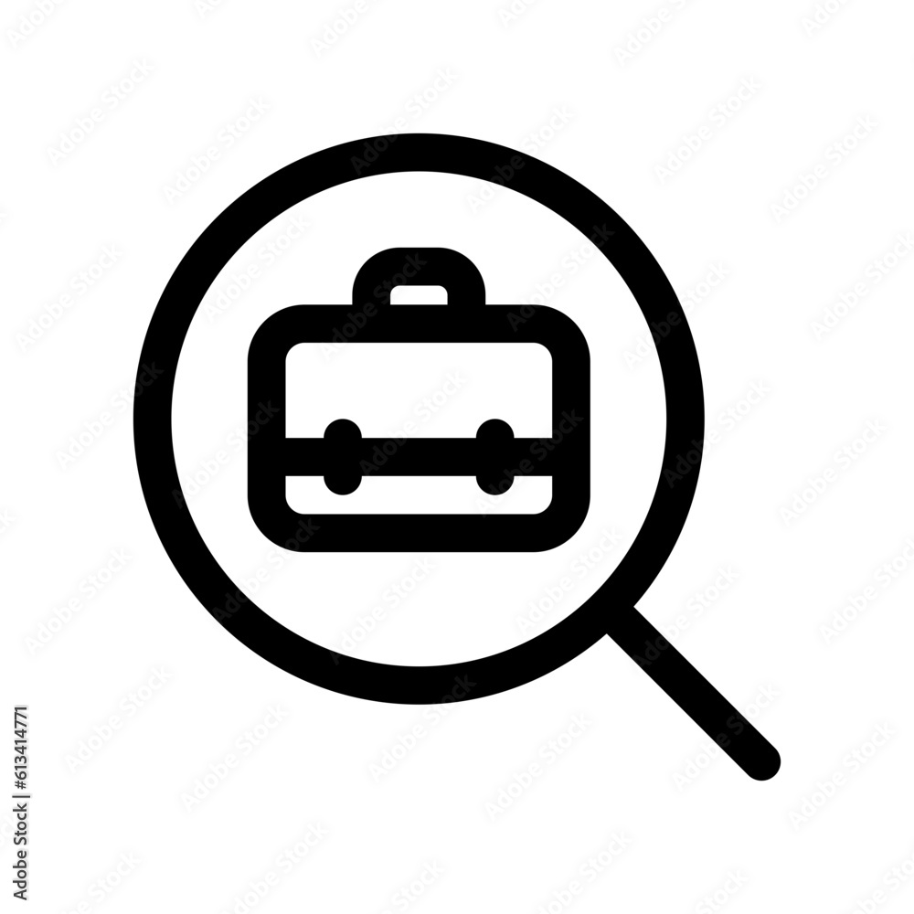 Editable job search, job vacancy, magnifying glass, briefcase vector icon. Business, work, office. Part of a big icon set family. Perfect for web and app interfaces, presentations, infographics, etc Editable job search, job vacancy, magnifying glass, briefcase vector icon. Business, work, office. Part of a big icon set family. Perfect for web and app interfaces, presentations, infographics, etc